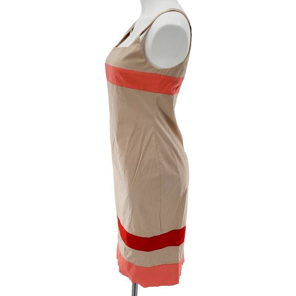 BOSS HUGO BOSS Elbise Tan Pink and Red Sheath Sleeveless Dress Women's Size 4 US - Picture 3 of 10